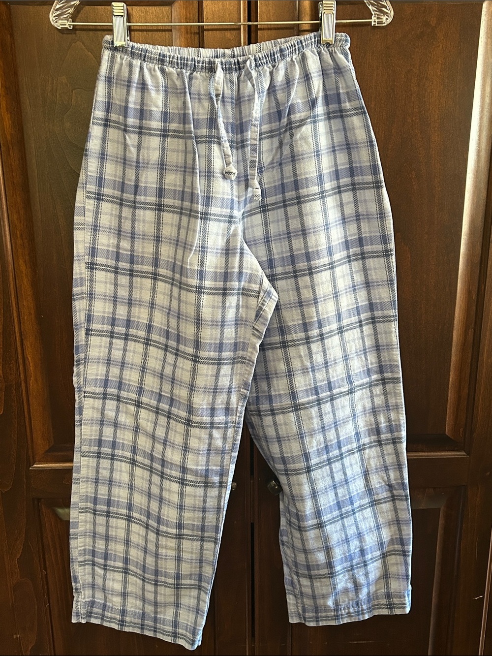 LL Bean Sz XS Light Blue Plaid Lounge Pajama Pants